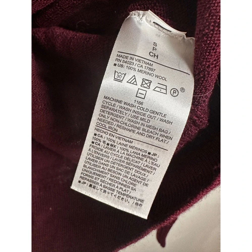 Banana Republic Mens Merino Wool Textured Crewneck Sweater Burgundy S New‎
